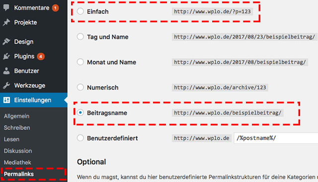 URL ändern mit WordPress