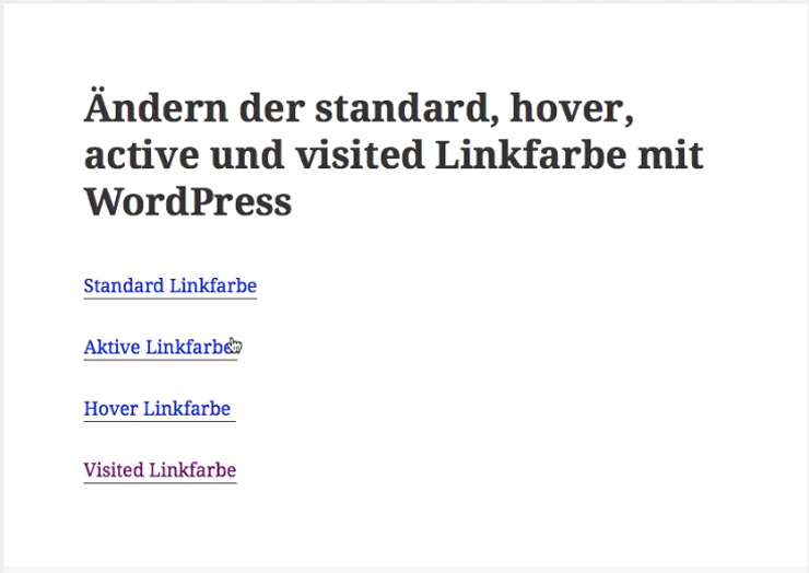 Linkfarbe ändern mit WordPress