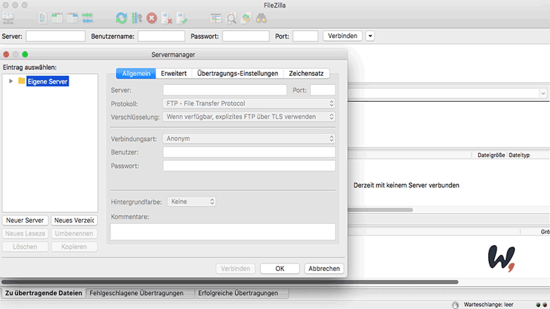 WordPress: FileZilla verbinden und Daten zu WordPress übertragen